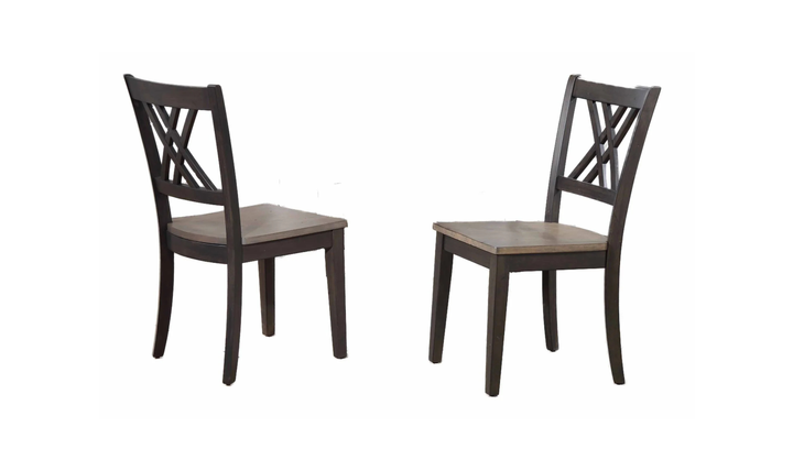 Iconic Furniture Double Deco Antique Grey & Black Stone Dining Set with Double X-Back Chairs-jennifer furniture