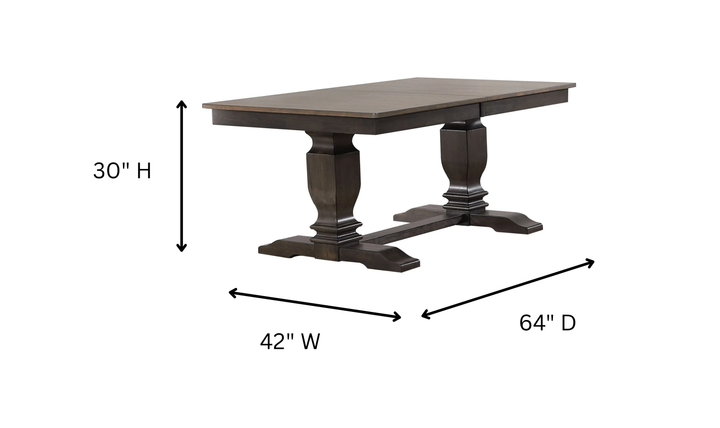 Iconic Furniture ER Double Pedestal Transitional Antiqued Grey Stone & Black Stone Dining Table