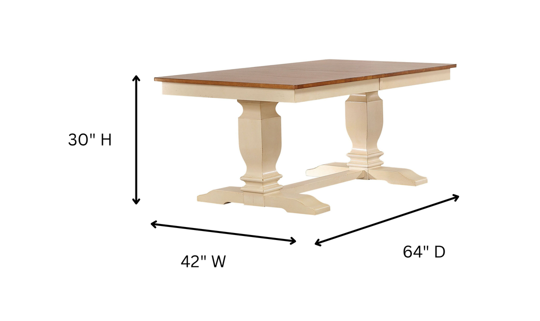Iconic Furniture ER Double Pedestal Transitional Distressed Caramel & Biscotti Dining Table