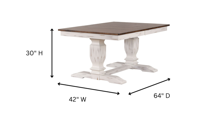 Iconic Furniture ER Double Pedestal Transitional Distressed Cocoa Brown & Cotton White Dining Table-jennifer furniture