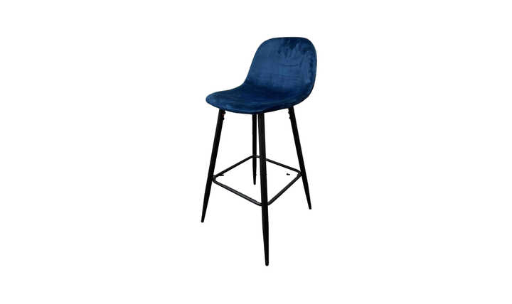 Iconic Furniture Leon Dark Blue Bar Stool With Sturdy Metal Legs-jennifer furniture