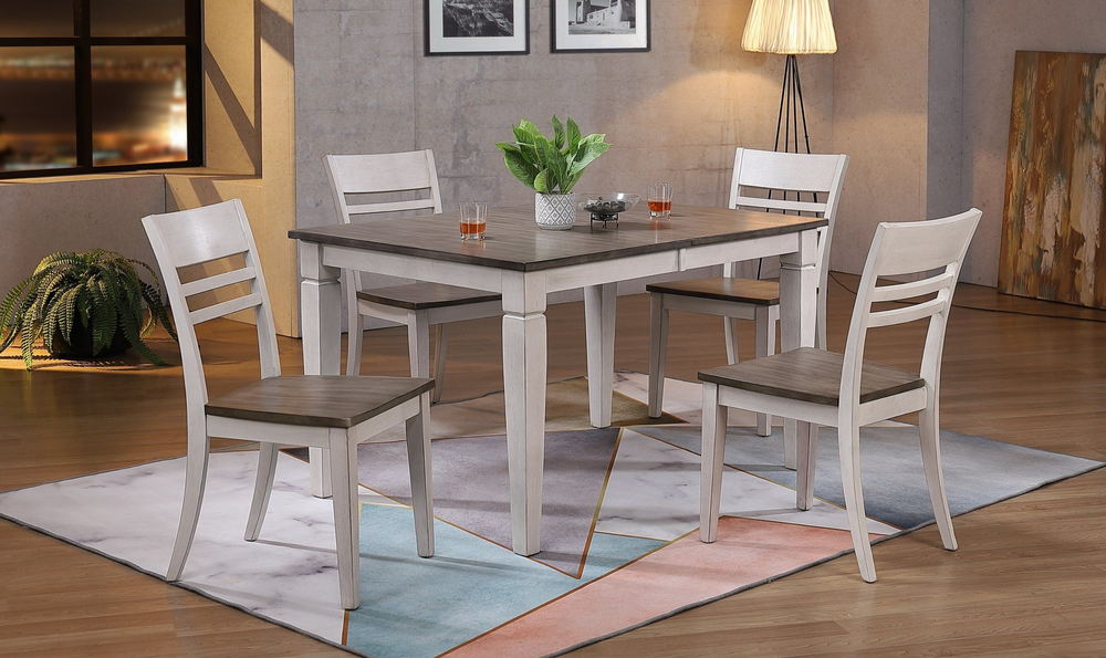 Iconic Furniture Loft Ash & Stormy White Transitional Ladderback Dining Set-jennifer furniture