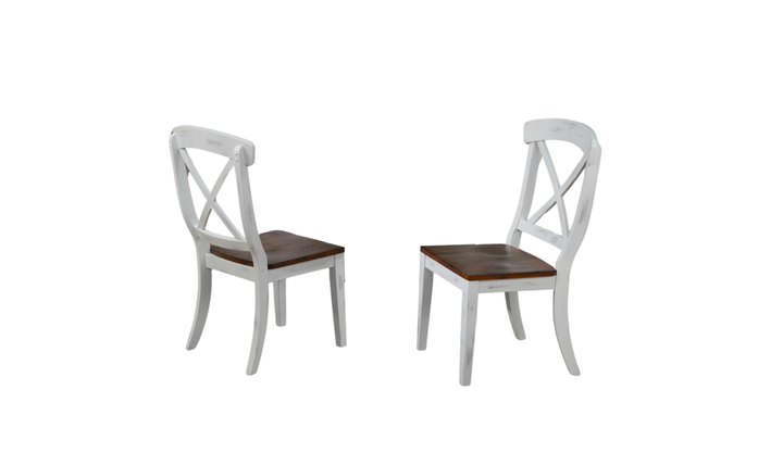 Iconic Furniture Loft Distressed Cotton White & Cocoa Brown Transitional X-Back 5-Piece Dining Set-jennifer furniture