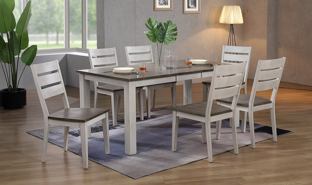 Iconic Furniture Parsons Ash & Stormy White Ladderback Dining Set-jennifer furniture