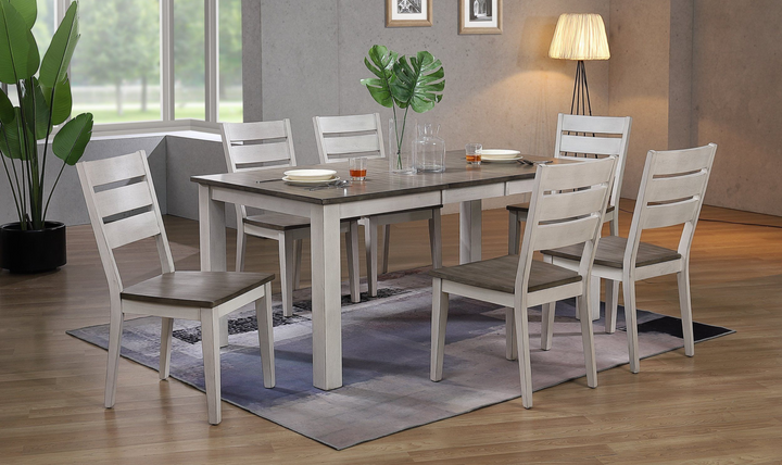 Iconic Furniture Parsons Ash & Stormy White Ladderback Dining Set-jennifer furniture