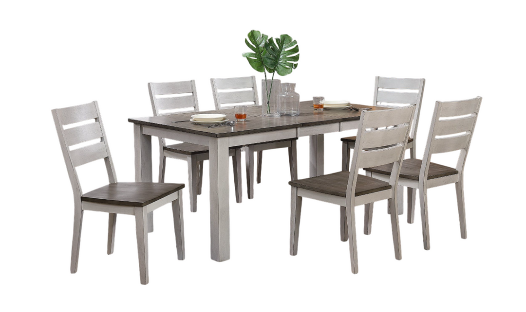 Iconic Furniture Parsons Ash & Stormy White Ladderback Dining Set-jennifer furniture