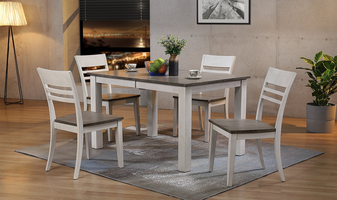 Iconic Furniture Parsons Ash & Stormy White Transitional Ladderback Dining Set-jennifer furniture