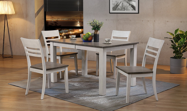Iconic Furniture Parsons Ash & Stormy White Transitional Ladderback Dining Set-jennifer furniture