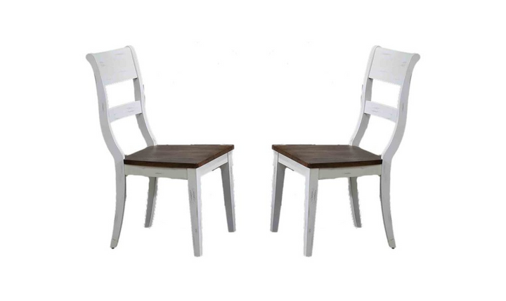 Iconic Furniture Parsons Distressed Cotton White & Cocoa Brown 7-Piece Dining Set-jennifer furniture