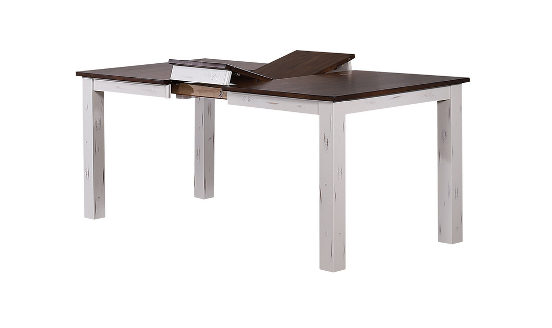 Iconic Furniture Parsons Distressed Cotton White & Cocoa Brown 7-Piece Dining Set-jennifer furniture