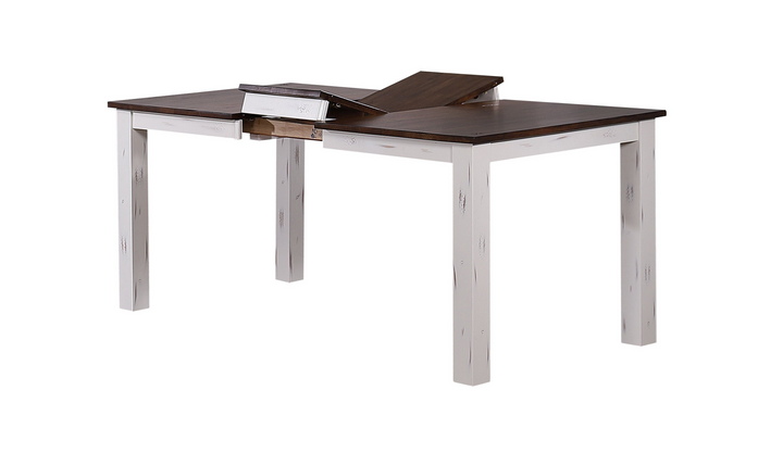 Iconic Furniture Parsons Distressed Cotton White & Cocoa Brown 7-Piece Dining Set-jennifer furniture
