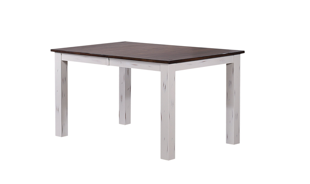 Iconic Furniture Parsons Distressed Cotton White & Cocoa Brown 7-Piece Dining Set-jennifer furniture