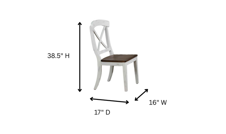 Iconic Furniture Parsons Distressed Cotton White & Cocoa Brown Transitional X-back 7-Piece Dining Set