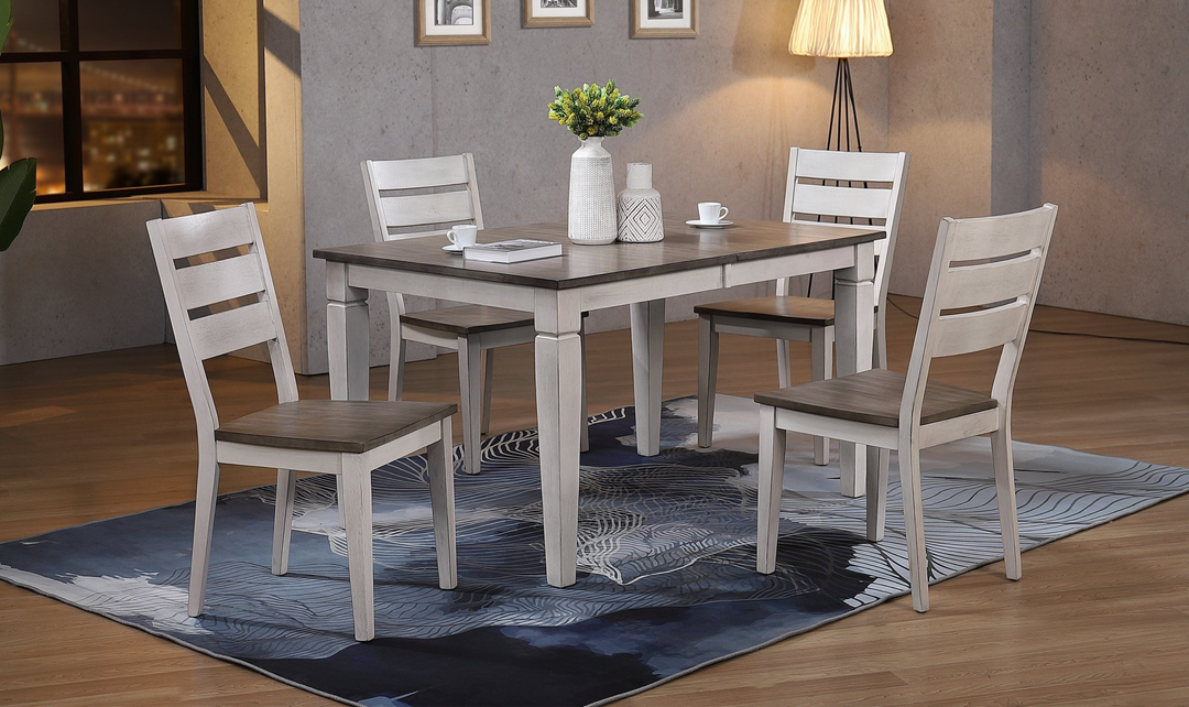 Iconic Furniture Rectangle Loft Ash & Stormy White Contemporary Ladderback Dining Set-jennifer furniture