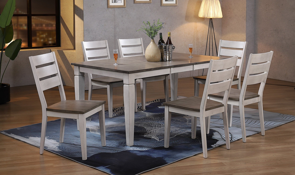 Iconic Furniture Rectangle Loft Ash & Stormy White Contemporary Ladderback Dining Set-jennifer furniture
