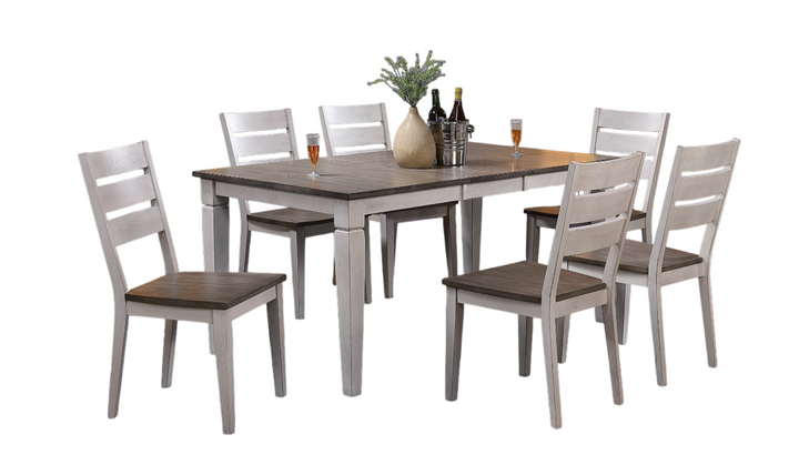 Iconic Furniture Rectangle Loft Ash & Stormy White Contemporary Ladderback Dining Set-jennifer furniture