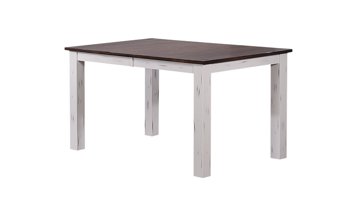 Iconic Furniture Rectangle Parsons Distressed Cotton White & Cocoa Brown 5-Piece Dining Set-jennifer furniture