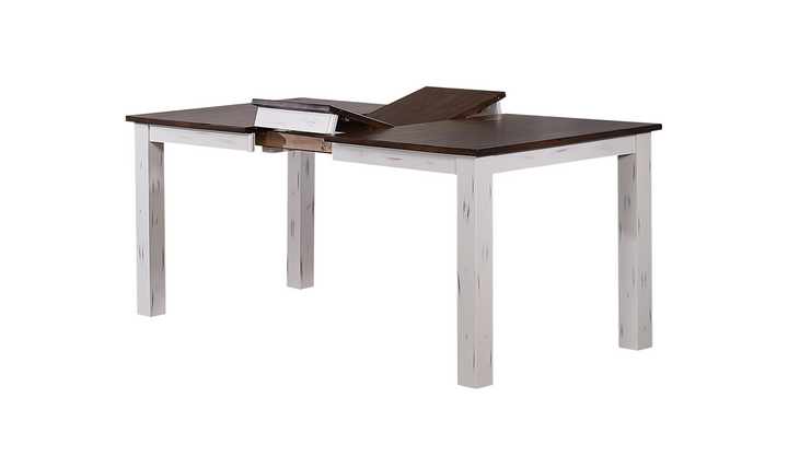 Iconic Furniture Rectangle Parsons Distressed Cotton White & Cocoa Brown 5-Piece Dining Set