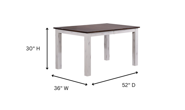 Iconic Furniture Rectangle Parsons Distressed Cotton White & Cocoa Brown 5-Piece Dining Set