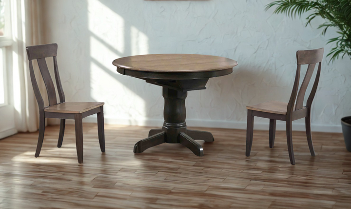 Iconic Furniture Round Antiqued Gray Stone Black Stone Dining Table Set-jennifer furniture