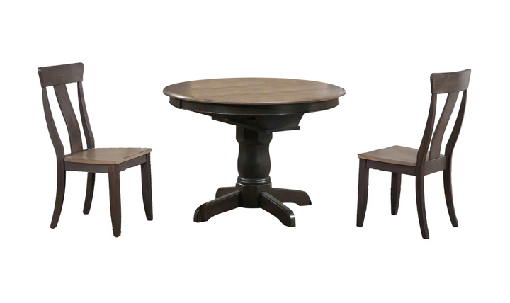 Iconic Furniture Round Antiqued Gray Stone Black Stone Dining Table Set-jennifer furniture