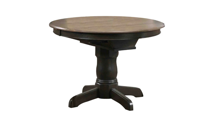Iconic Furniture Round Antiqued Gray Stone Black Stone Dining Table Set
