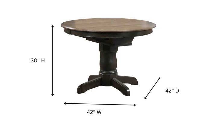 Iconic Furniture Round Antiqued Gray Stone Black Stone Dining Table Set
