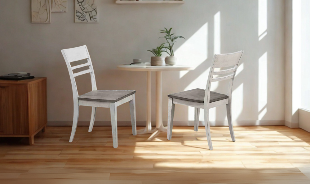 Iconic Furniture Transitional Back Dining Side Chair Ash & Stormy White (Set of 2)-jennifer furniture