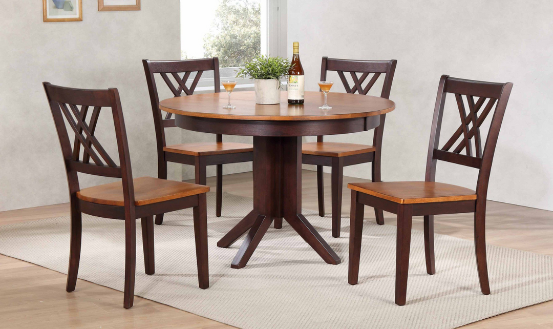 Iconic Furniture Whiskey Mocha 5-Piece Dining Set With Double X-Back-jennifer furniture