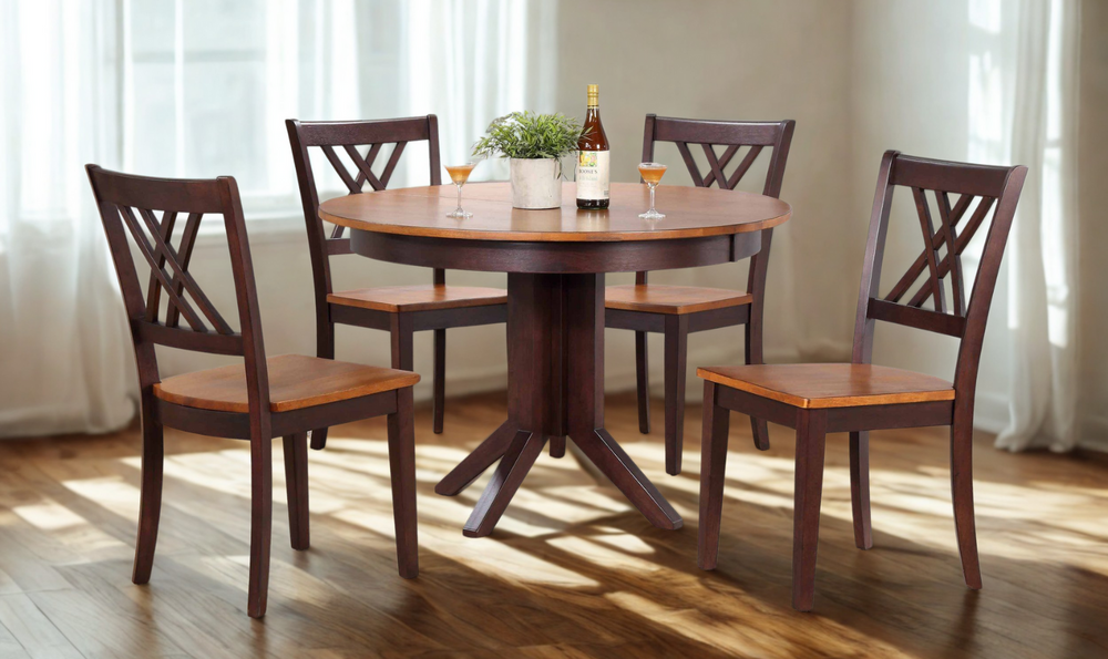 Iconic Furniture Whiskey Mocha 5-Piece Dining Set With Double X-Back-jennifer furniture
