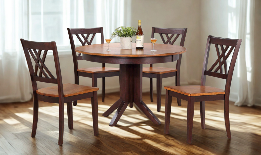 Iconic Furniture Whiskey Mocha 5-Piece Dining Set With Double X-Back-jennifer furniture
