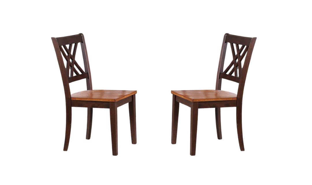 Iconic Furniture Whiskey Mocha 5pc Round Dining Set With Double X-Back Chairs-jennifer furniture