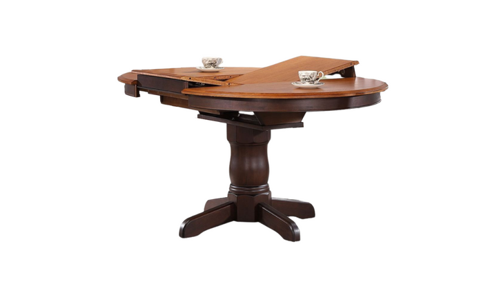 Iconic Furniture Whiskey Mocha 5pc Round Dining Set With Double X-Back Chairs-jennifer furniture