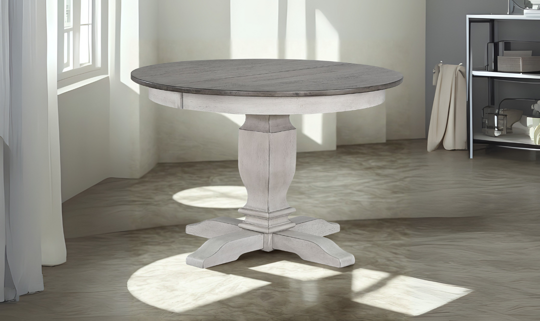 Iconic Round Contemporary Dining Table In Ash & Stormy White-jennifer furniture
