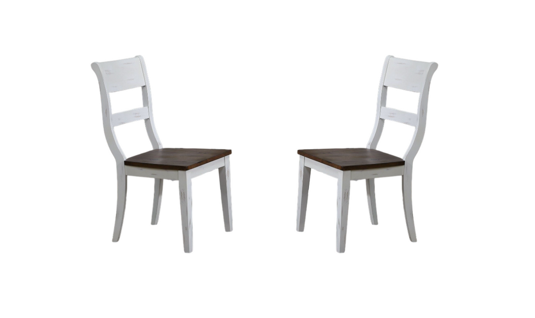 Iconic Transitional Distressed Cocoa Brown & Cotton White 7-Piece Dining Set-jennifer furniture