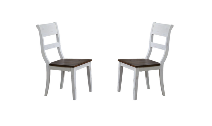 Iconic Transitional Distressed Cocoa Brown & Cotton White 7-Piece Dining Set-jennifer furniture