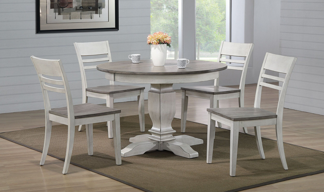 Iconic Transitional Ladder back Ash & Stormy White 5-Piece Dining Set-jennifer furniture