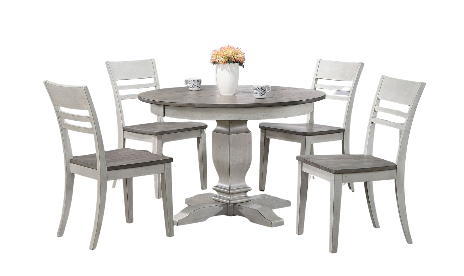 Iconic Transitional Ladder back Ash & Stormy White 5-Piece Dining Set-jennifer furniture