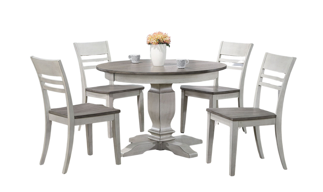 Iconic Transitional Ladder back Ash & Stormy White 5-Piece Dining Set-jennifer furniture