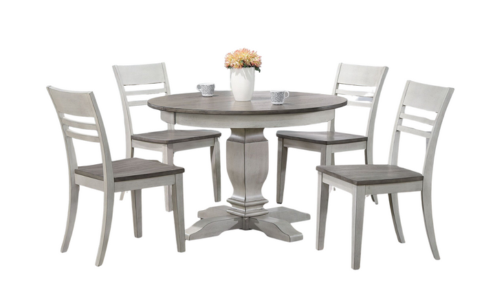 Iconic Transitional Ladder back Ash & Stormy White 5-Piece Dining Set-jennifer furniture