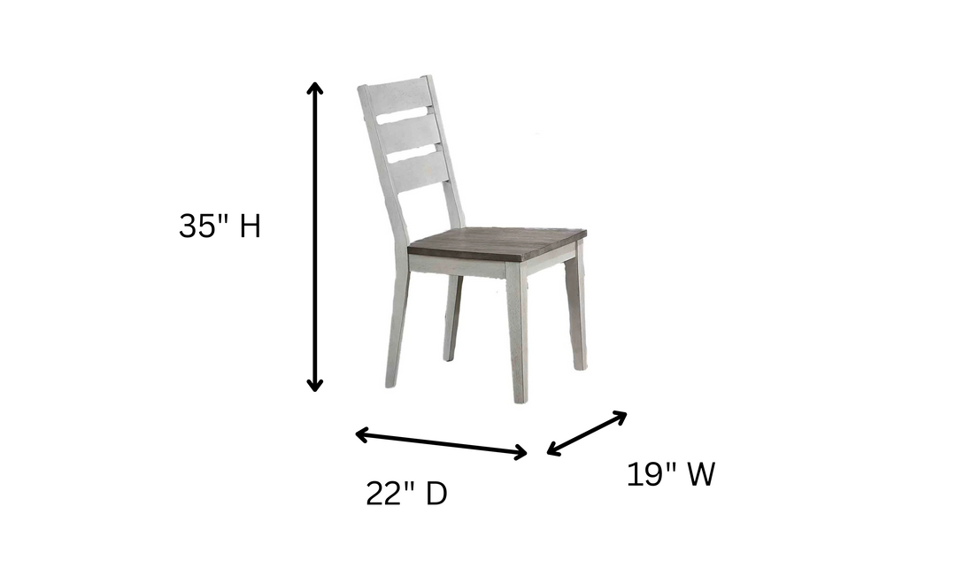 Iconic Transitional Table In Ash & Stormy White With Contemporary Ladder Back Chairs 5-Piece Dining Set