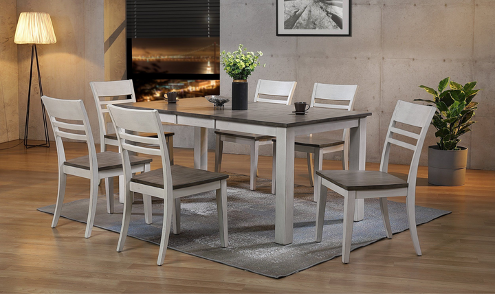 Iconic Furniture Parsons Ash & Stormy White Transitional Ladderback Dining Set