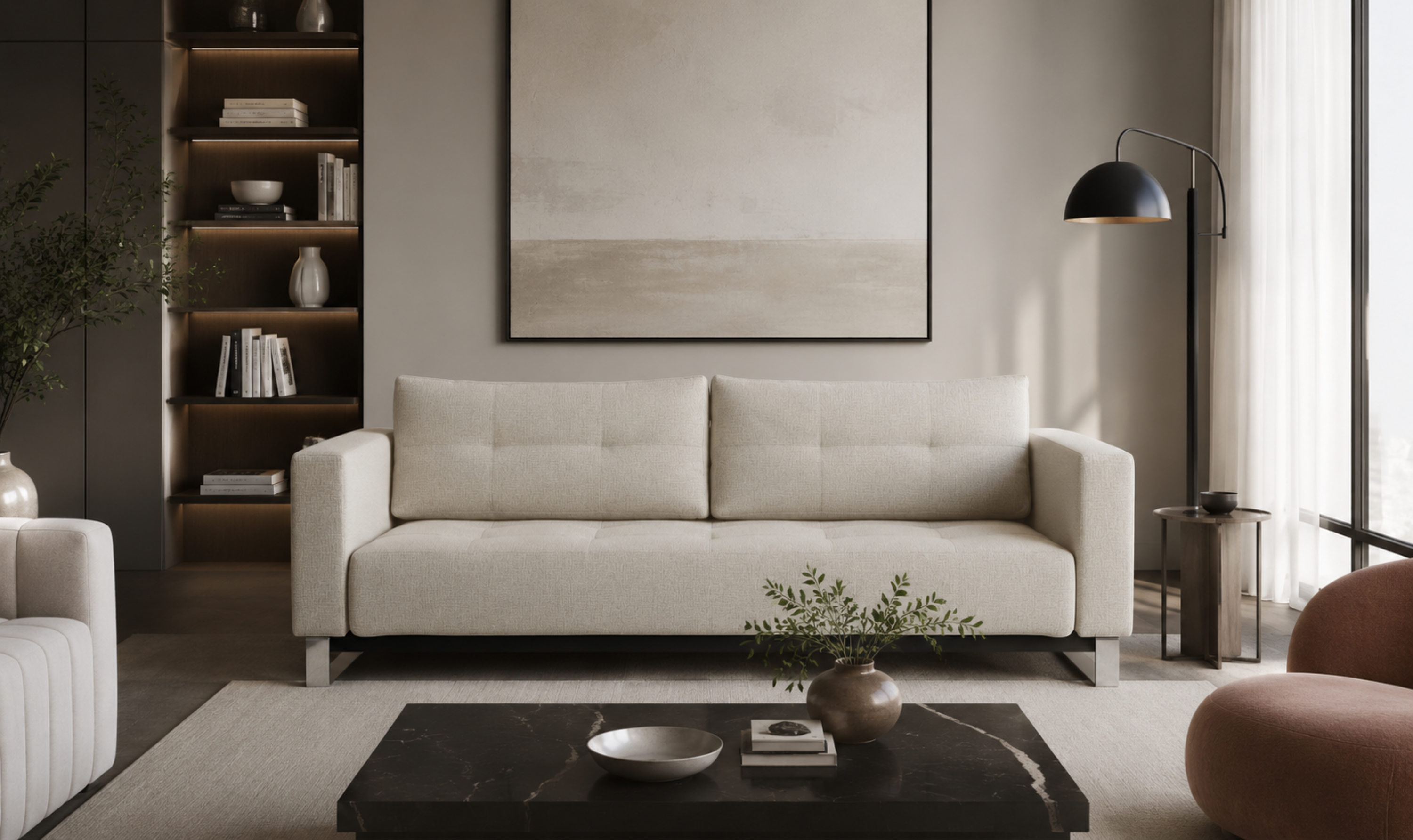 Innovation Living Cassius 2-Seater Fabric Sofa Bed with Ottoman