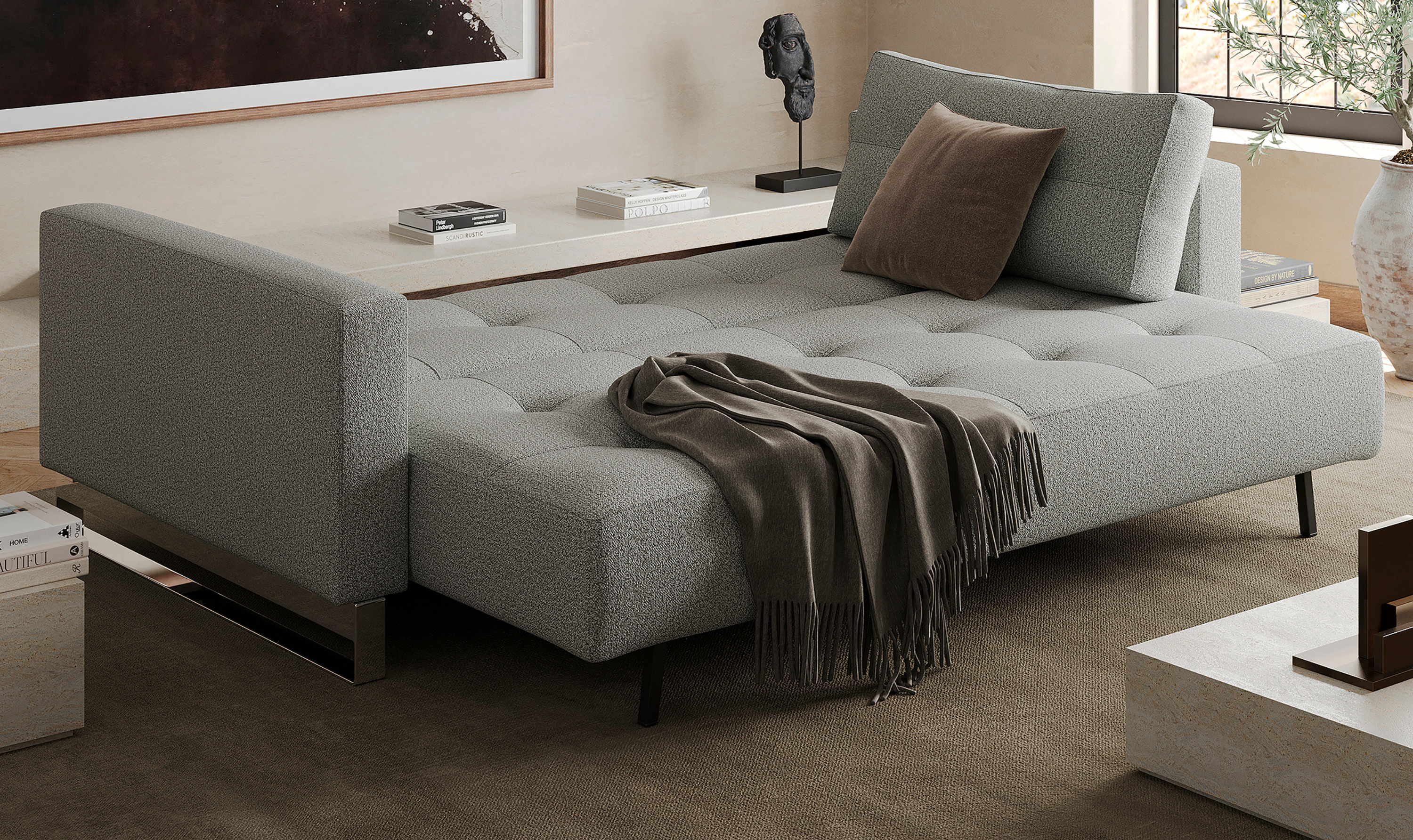 Innovation Living Cassius 2-Seater Fabric Sofa Bed with Ottoman