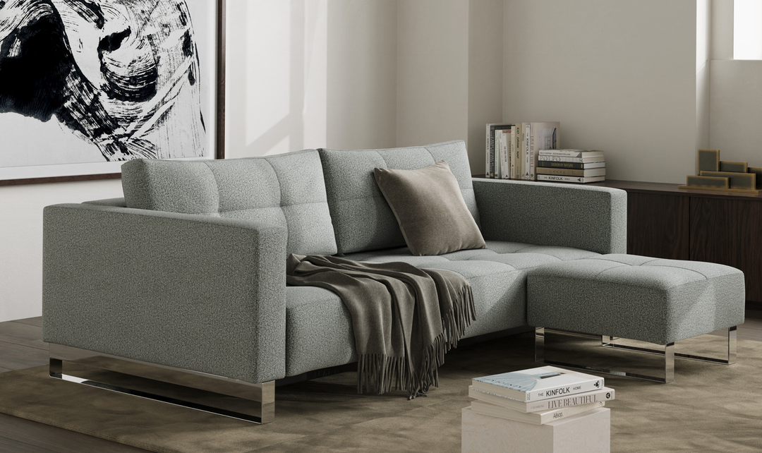 Innovation Living Cassius 2-Seater Fabric Sofa Bed with Ottoman