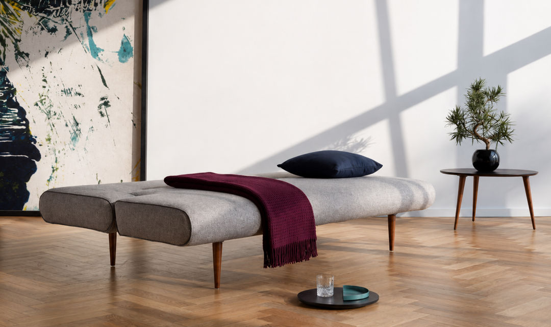 Innovation Living Unfurl Fabric Sleeper Sofa with Dark Wood Legs-Jennifer Furniture