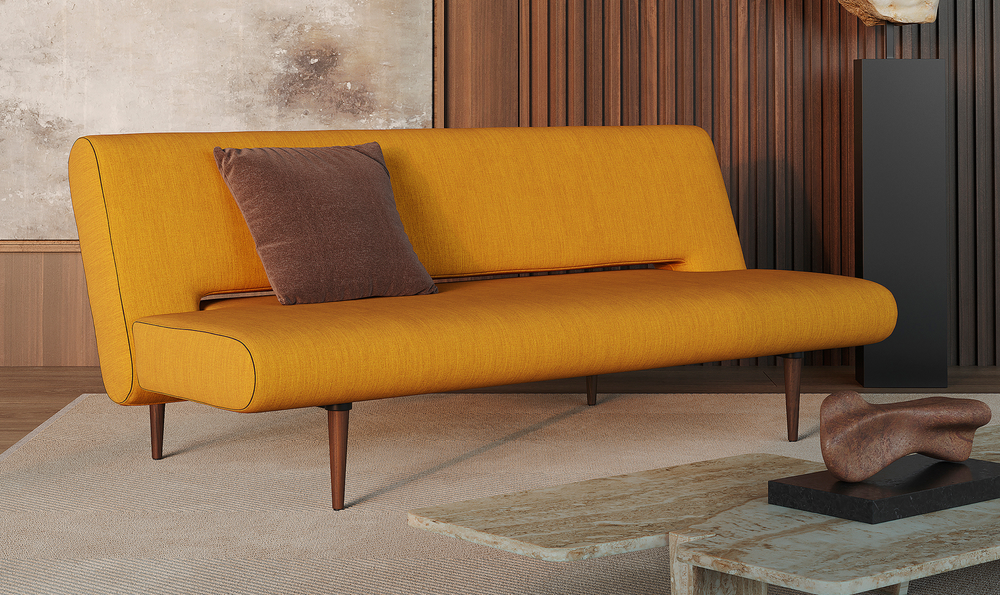 Innovation Living Unfurl Fabric Sleeper Sofa with Dark Wood Legs-Jennifer Furniture