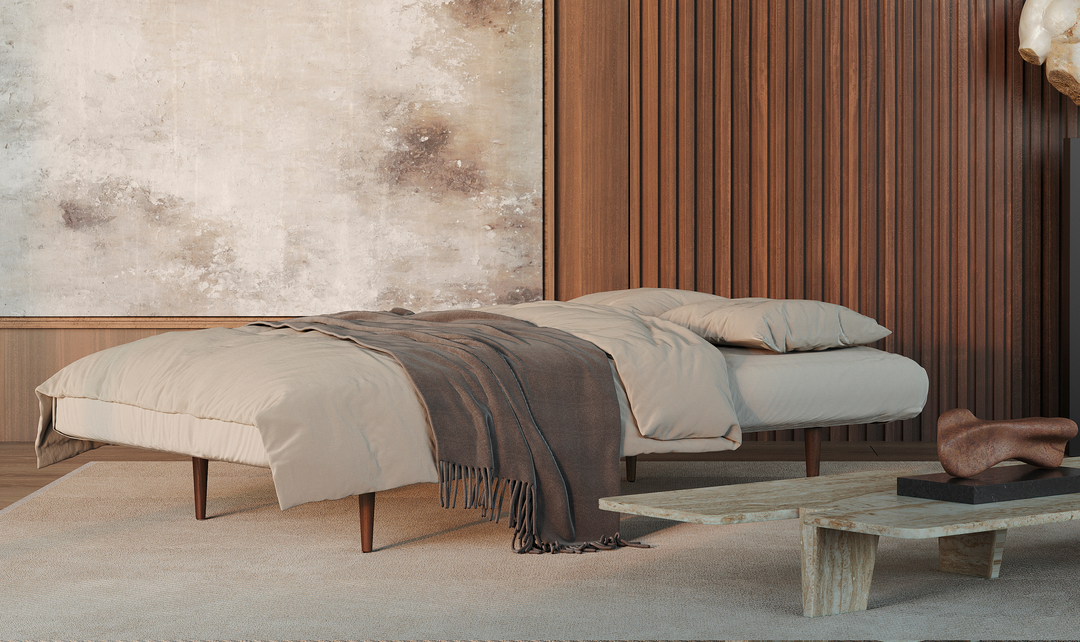 Innovation Living Unfurl Fabric Sleeper Sofa with Dark Wood Legs-Jennifer Furniture