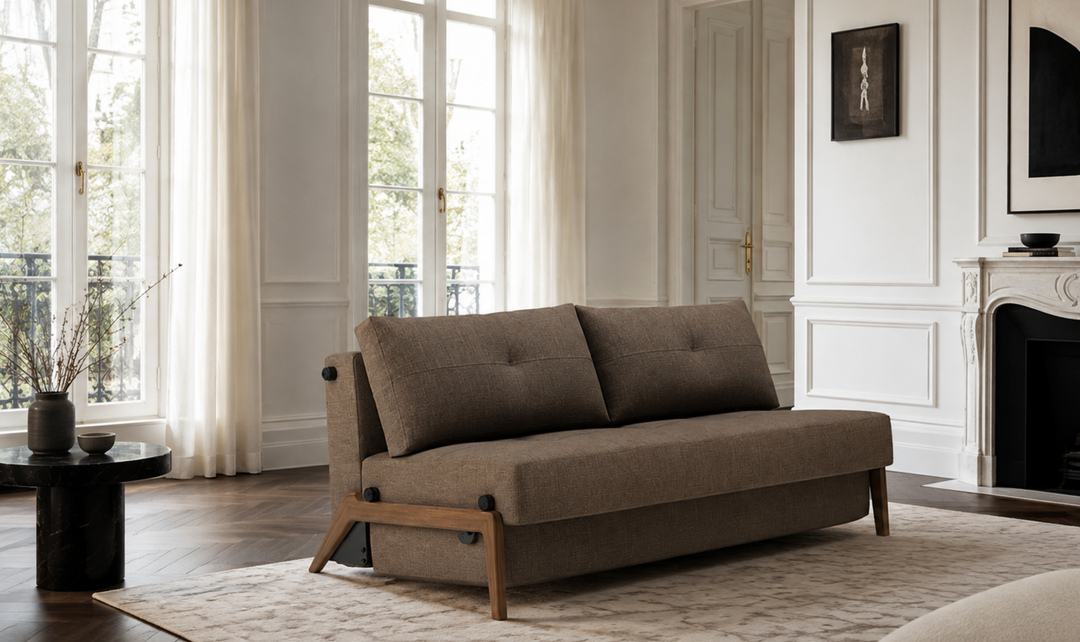 Innovation Living Cubed Fabric 2-Seater Queen Sized Sleeper Sofa With Hidden Bedding Storage