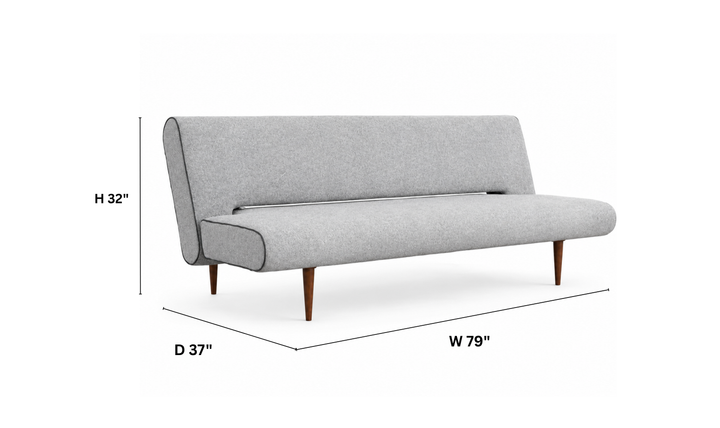 Innovation Living Unfurl Fabric Sleeper Sofa with Dark Wood Legs